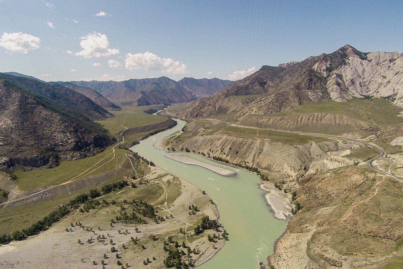 Слияние рек Чуи и Катуни - Алтай (лето)