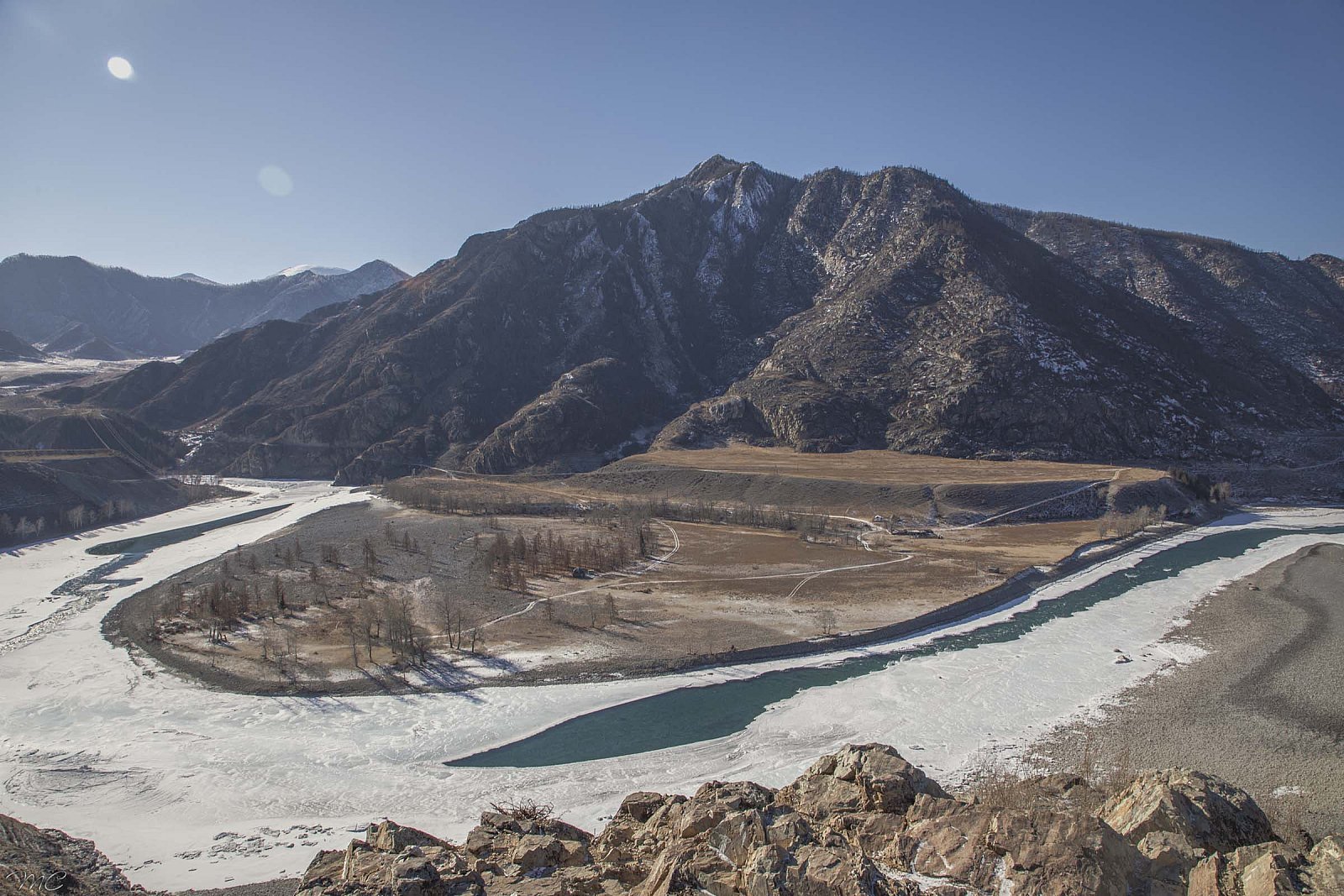Слияние рек Чуи и Катуни - Алтай (зима)